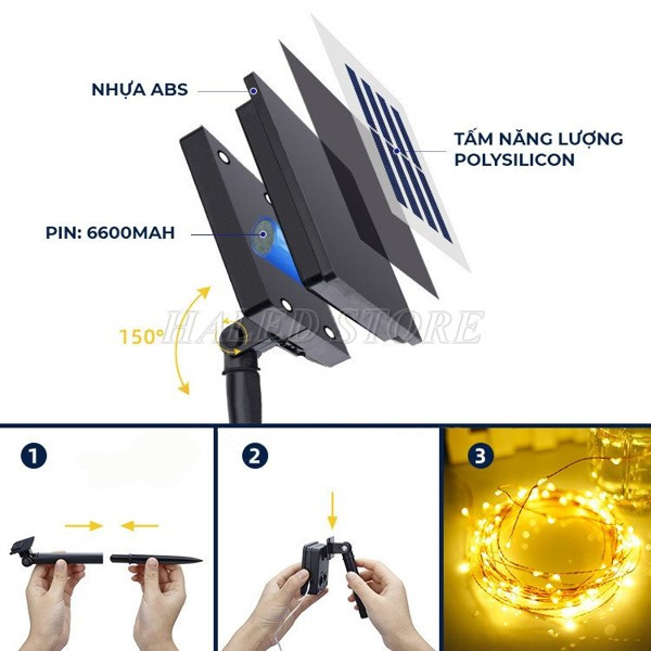 Cách lắp LED dây năng lượng mặt trời cắm xuống đất