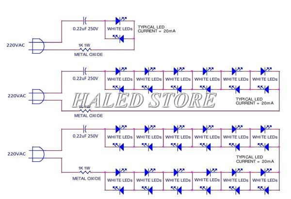 Hình ảnh sơ đồ mạch đèn LED 220V