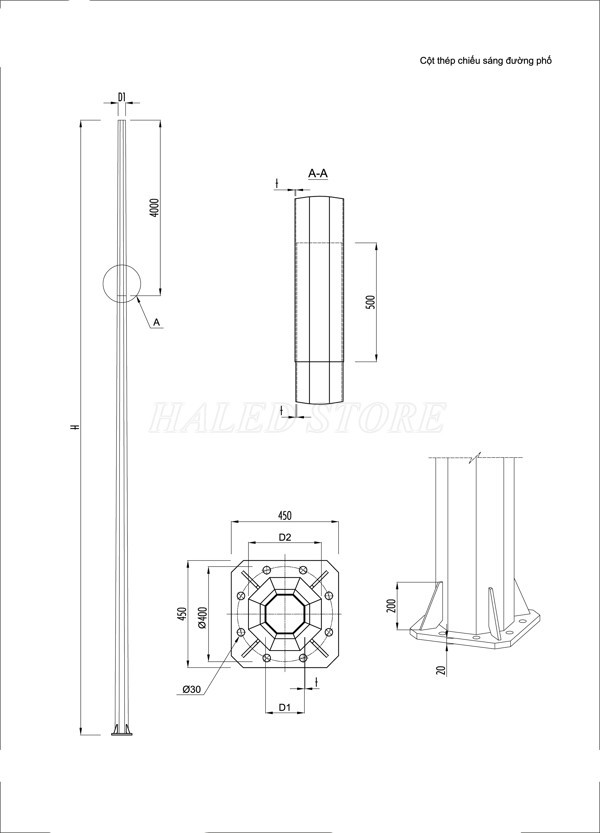 Kết cấu cột ffrgn đa giác nâng hạ 14m