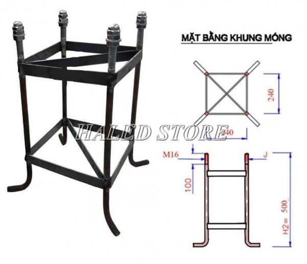 Thiết kế khung móng cột đèn