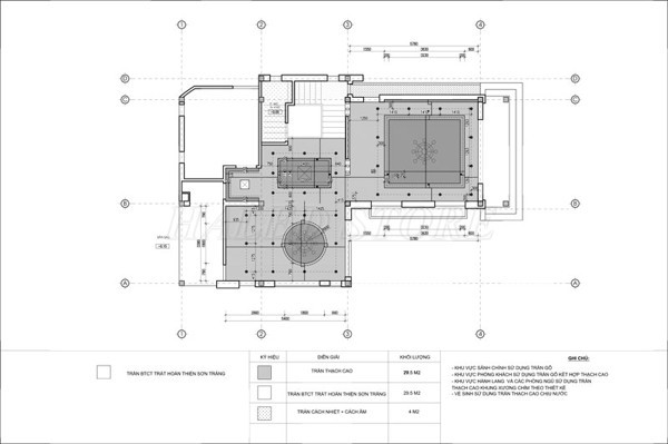 Mặt bằng bố trí đèn trần tầng 1