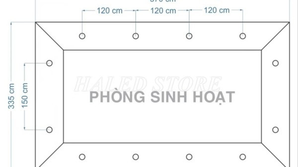 Mặt bằng bố trí đèn phòng sinh hoạt