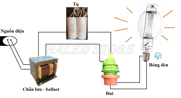 Sơ đồ đấu dây tụ kích đèn cao áp 1000w 