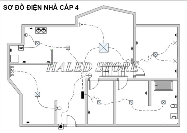 Sơ đồ điện nhà cấp 4 phòng khách