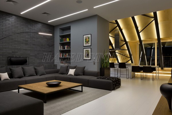 Ứng dụng của đèn tuýp LED bán nguyệt trong phòng khách 