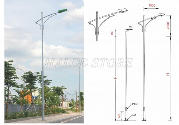 Cột đèn bát giác rời cần 