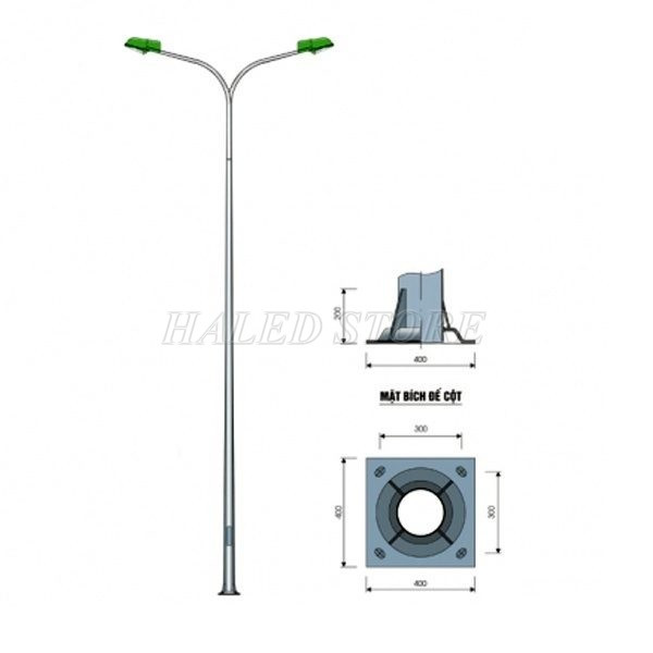 Cột đèn tròn côn liền cần đôi 