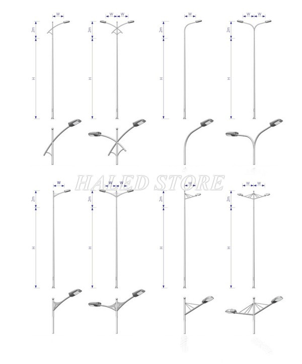 Kiểu dáng cần đèn cột đèn 10m