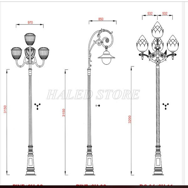 Bản vẽ cột đèn sân vườn