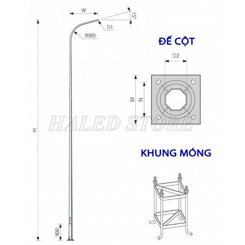 Cột đèn cao áp 9M đạt tiêu chuẩn cột đèn chiếu sáng 2023