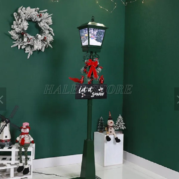 Cột đèn trang trí giáng sinh hiệu ứng tuyết rơi tạo không khí giáng sinh ấm áp