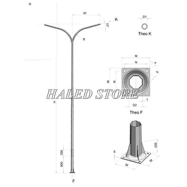 Kiểu dáng cột sân tennis 7M
