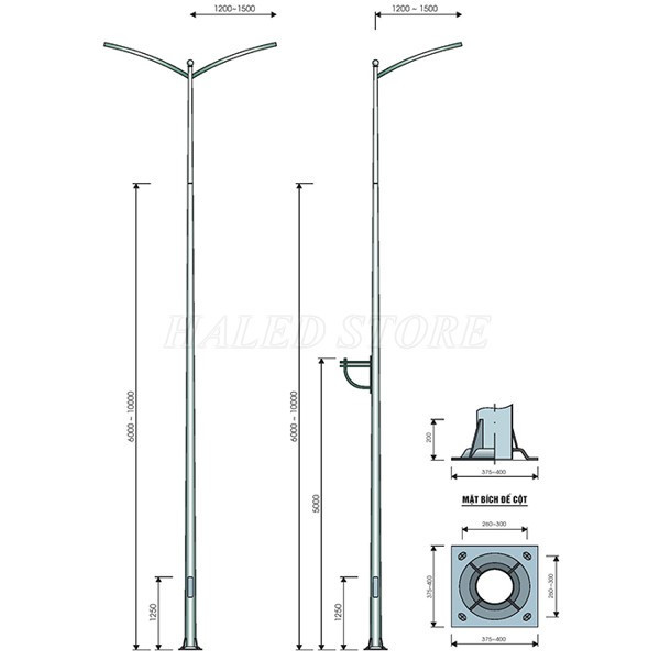 Hình ảnh bản vẽ cột đèn chiếu sáng 7M