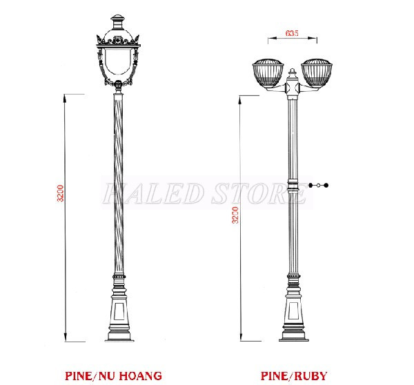 Hình ảnh cột đèn chiếu sáng sân vườn Pine