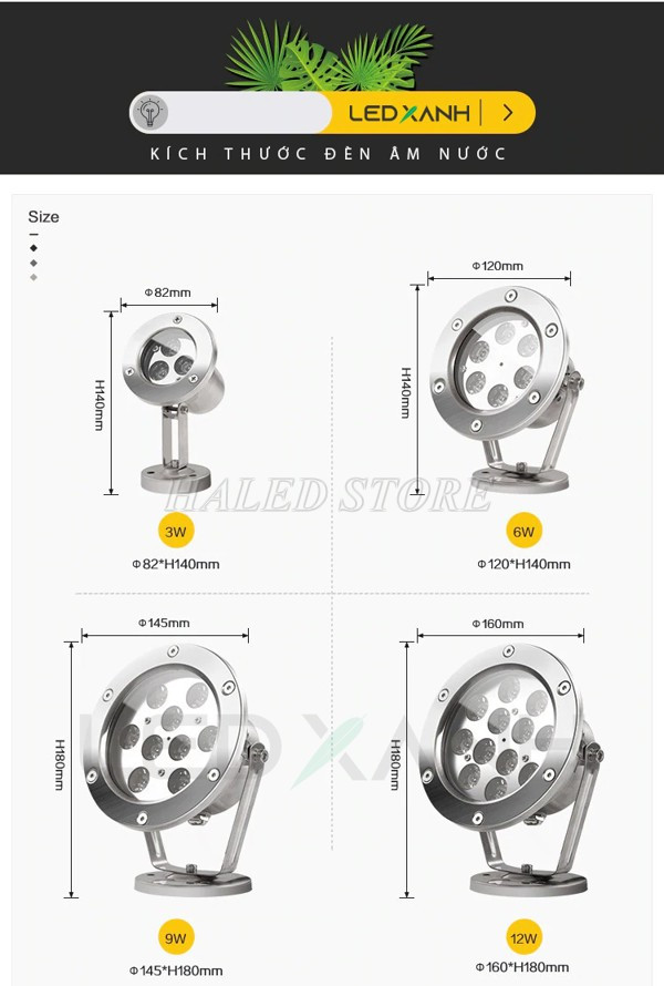 Giá đèn âm nước Ledxanh