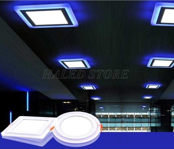 Đèn LED âm trần màu xanh vuông 16w