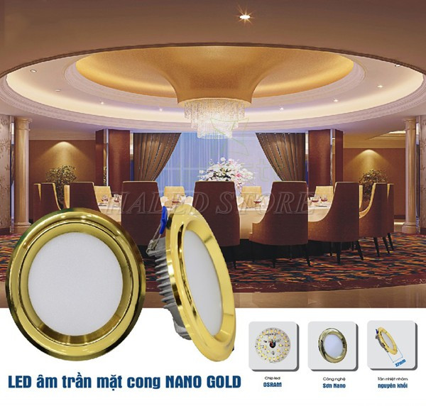 Mặt đèn viền Nano Gold bóng 5w