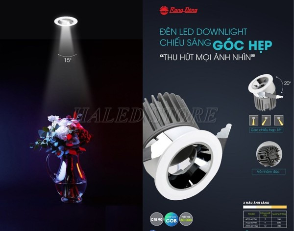 Mẫu đèn âm trần xoay 7w bán chạy của Rạng Đông 