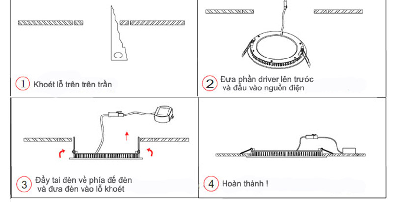 Chi tiết 4 bước lắp đặt bóng đèn LED âm trần. 