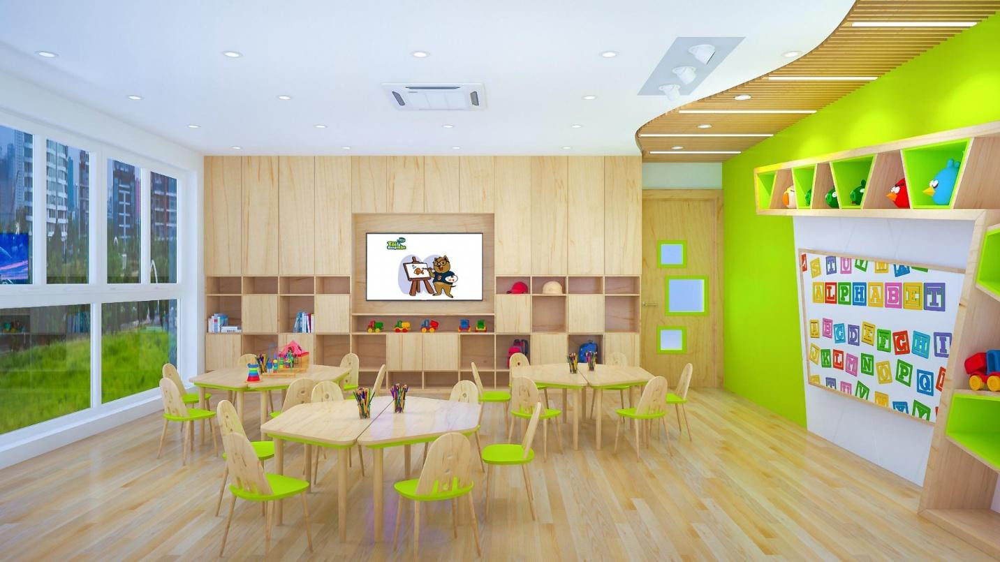 Đèn LED âm trần được sử dụng trong các lớp học. 