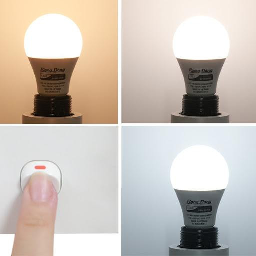Đèn LED 3 màu Rạng Đông có thể điều chỉnh 3 chế độ màu sắc chỉ với 1 nút bấm. 