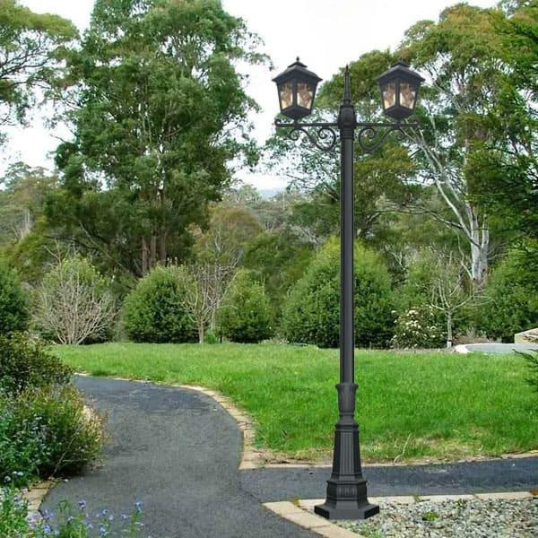 Cột đèn sân vườn 2 bóng cổ điển 