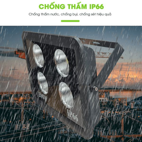 Với chỉ số IP66, đèn có khả năng chống bụi và chống nước rất tốt. 
