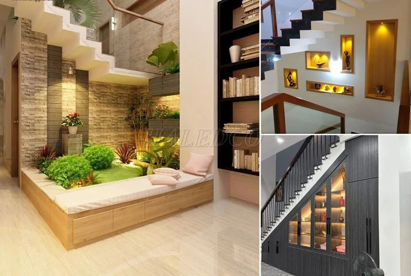 Thi công lắp đặt đèn LED cho cầu thang vừa giúp chiếu sáng lại tạo điểm nhấn thẩm mỹ đẹp mắt. 