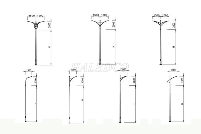 Cột đèn chiếu sáng sân Pickleball có nhiều kiểu dáng và kích thước khác nhau. 