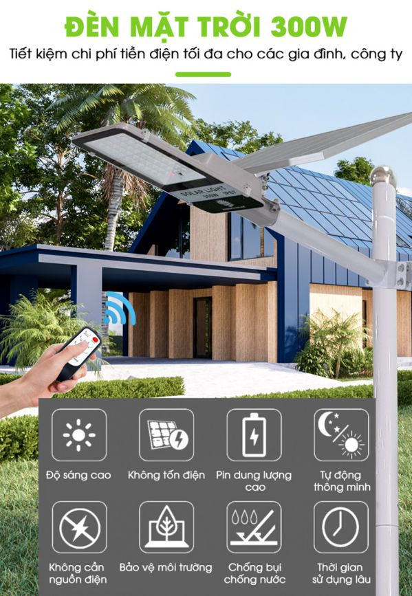 Thông tin tổng quan về đèn đường năng lượng mặt trời 300w 