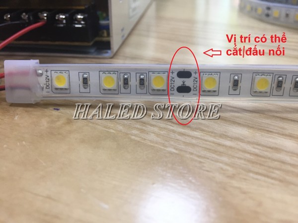 Vị trí có thể cắt trên thân led dây 12V để đấu nối