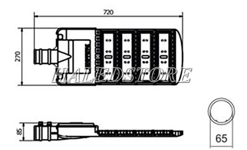 Bản vẽ đèn đường LED PRDA PSTP200L-200