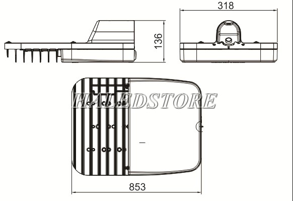 Bản vẽ đèn đường LED PRDA PSTM150L-150