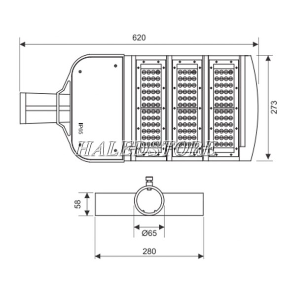 Bản vẽ đèn đường LED PRDA PSTN120L-120