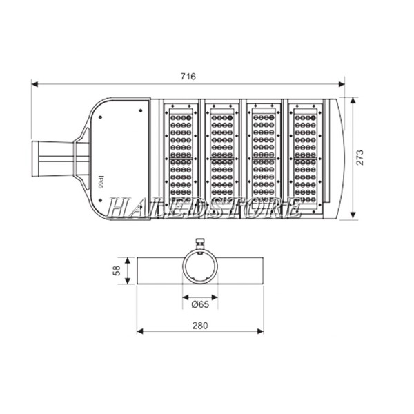 Bản vẽ đèn đường LED PRDA PSTN160L-160