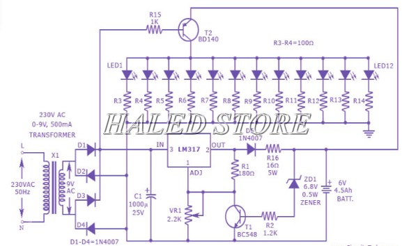 Sơ đồ nguyên lý mạch điều chỉnh độ sáng đèn