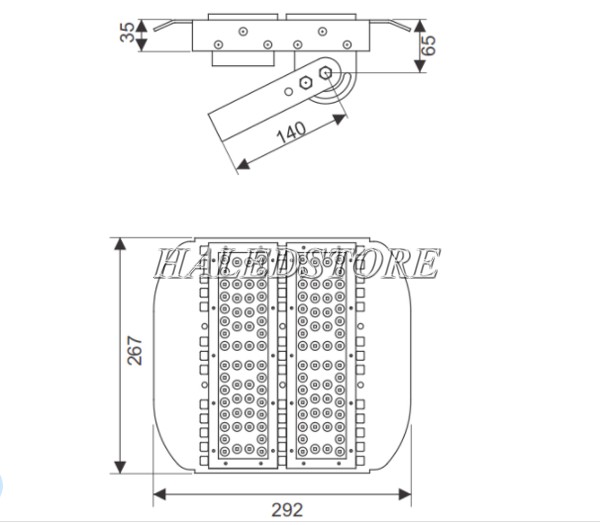 Bản vẽ đèn pha LED PRDA POFA100L-100