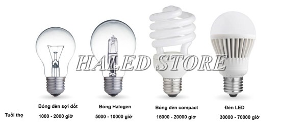 So sánh tuổi thọ đèn LED với các loại đèn khác