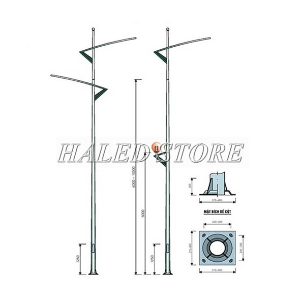 Cột đèn sân bóng chuyền cần đôi