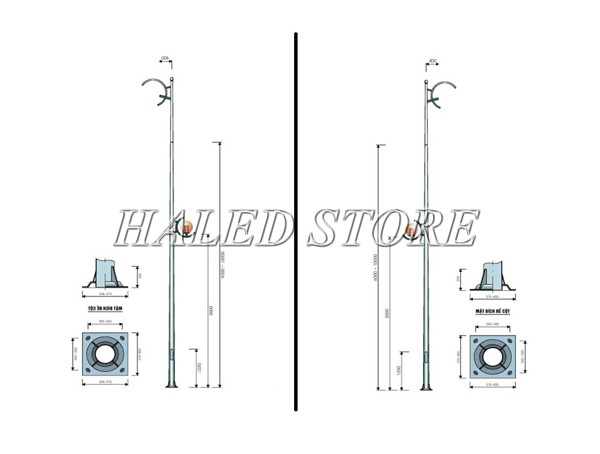 Cột đèn sân bóng chuyền cần đơn
