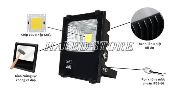 Đèn pha LED 20w dùng bình ắc quy