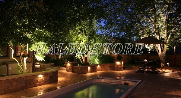 Lắp đèn pha trên tán cây hắt xuống