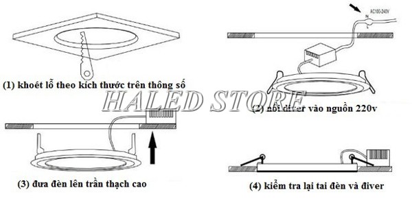 Sơ đồ đấu dây đèn âm trần nguồn trong