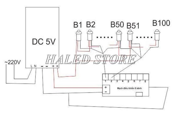Sơ đồ đấu đèn LED 5V