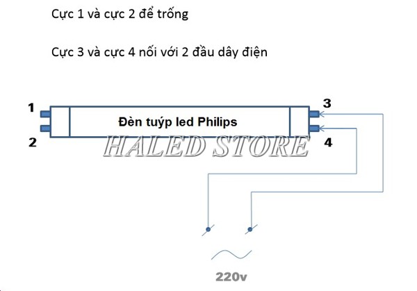 Sơ đồ đấu nối đèn tuýp LED Philips
